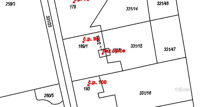 Ratboř 156632080 na parcele st. 189/2 v KÚ Ratboř, Katastrální mapa