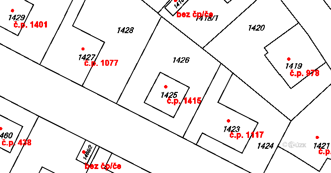Děčín VI-Letná 1415, Děčín na parcele st. 1425 v KÚ Podmokly, Katastrální mapa