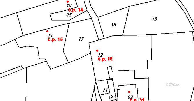 Libenice 16, Borotín na parcele st. 12 v KÚ Libenice u Tábora, Katastrální mapa