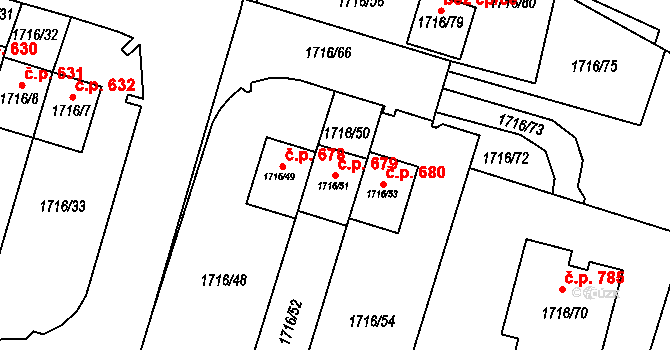 Miřetice u Klášterce nad Ohří 679, Klášterec nad Ohří na parcele st. 1716/51 v KÚ Miřetice u Klášterce nad Ohří, Katastrální mapa