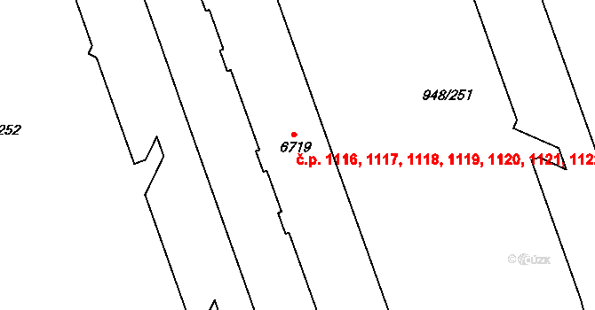 Horka-Domky 1116,1117,1118,1119,, Třebíč na parcele st. 6719 v KÚ Třebíč, Katastrální mapa