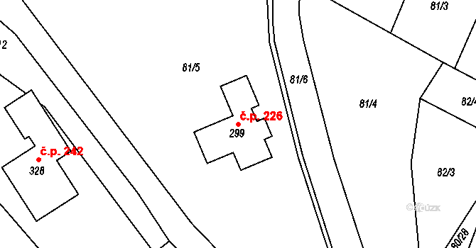 Šošůvka 226 na parcele st. 299 v KÚ Šošůvka, Katastrální mapa
