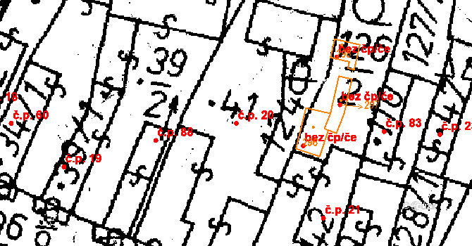Velká Chyška 20 na parcele st. 41 v KÚ Velká Chyška, Katastrální mapa
