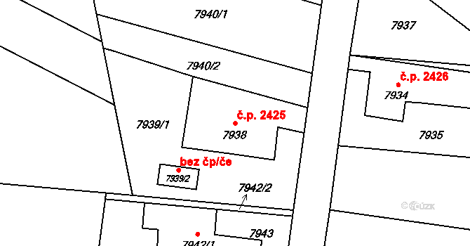 Frýdek 2425, Frýdek-Místek na parcele st. 7938 v KÚ Panské Nové Dvory, Katastrální mapa