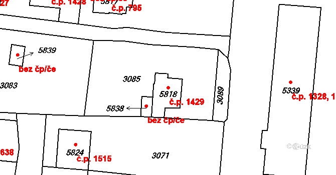 Cheb 1429 na parcele st. 5818 v KÚ Cheb, Katastrální mapa