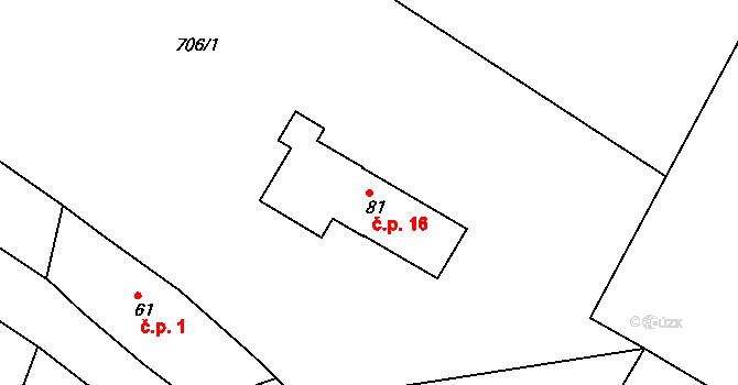 Suchá Rybná 16, Svídnice na parcele st. 81 v KÚ Svídnice u Kostelce nad Orlicí, Katastrální mapa
