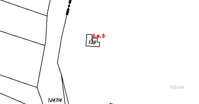 Bor 3, Suchdol nad Lužnicí na parcele st. 135 v KÚ Bor, Katastrální mapa