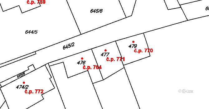Libeň 771, Praha na parcele st. 477 v KÚ Libeň, Katastrální mapa