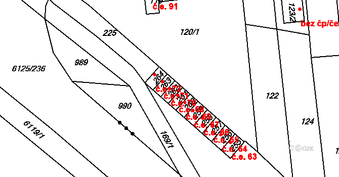 Březenec 70, Jirkov na parcele st. 262 v KÚ Březenec, Katastrální mapa