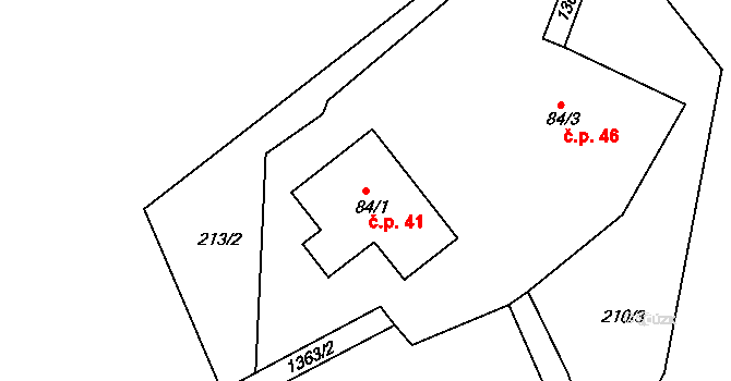 Horní Chrastava 41, Chrastava na parcele st. 84/1 v KÚ Horní Chrastava, Katastrální mapa
