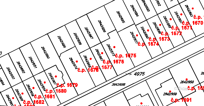 Kuřim 1676 na parcele st. 2642/867 v KÚ Kuřim, Katastrální mapa