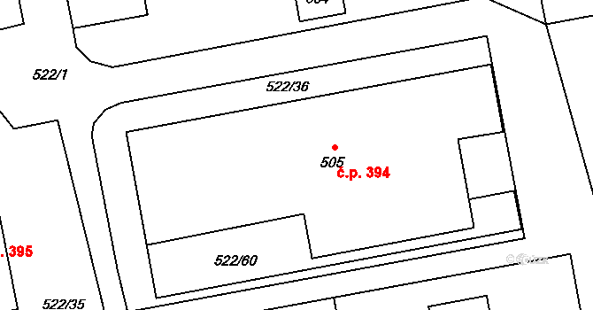 Oblekovice 394, Znojmo na parcele st. 505 v KÚ Oblekovice, Katastrální mapa