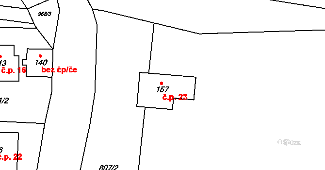 Mrákotice 23, Sedlec-Prčice na parcele st. 157 v KÚ Divišovice, Katastrální mapa