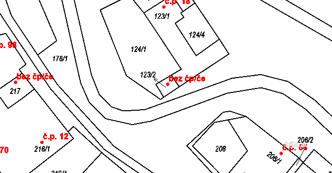 Suchdol nad Lužnicí 38626080 na parcele st. 123/2 v KÚ Tušť, Katastrální mapa