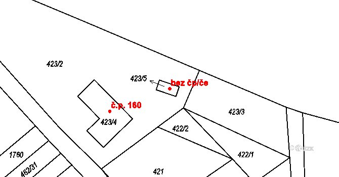 Suchdol nad Lužnicí 41275080 na parcele st. 423/5 v KÚ Tušť, Katastrální mapa