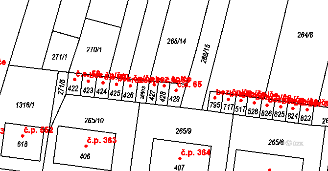 Okříšky 44116080 na parcele st. 428 v KÚ Okříšky, Katastrální mapa