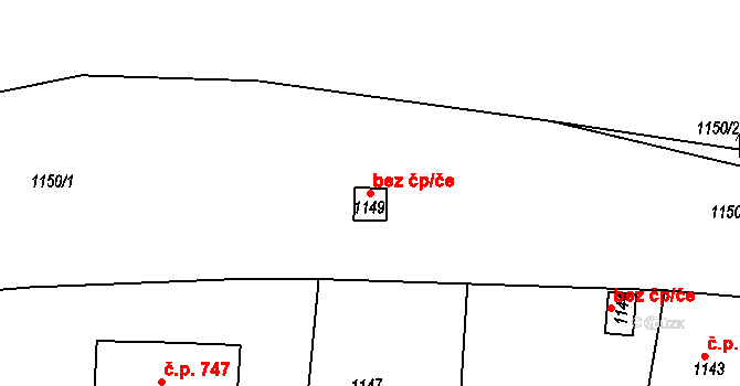 Kladno 44417080 na parcele st. 1149 v KÚ Motyčín, Katastrální mapa