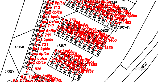 Cheb 44643080 na parcele st. 2660/15 v KÚ Cheb, Katastrální mapa