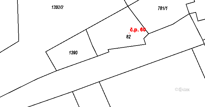 Bařice-Velké Těšany 48456080 na parcele st. 134 v KÚ Velké Těšany, Katastrální mapa