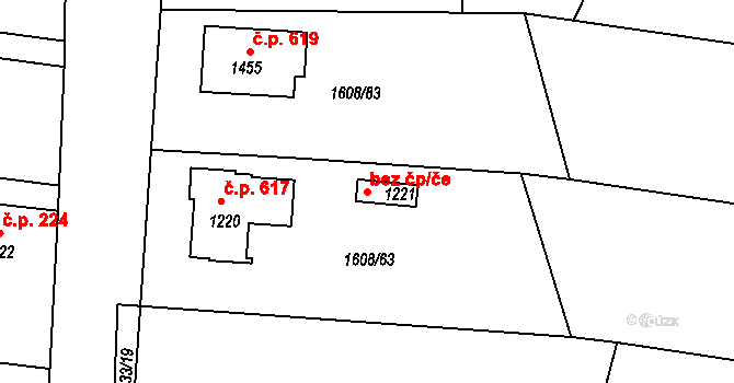 Borovany 49486080 na parcele st. 1221 v KÚ Borovany, Katastrální mapa