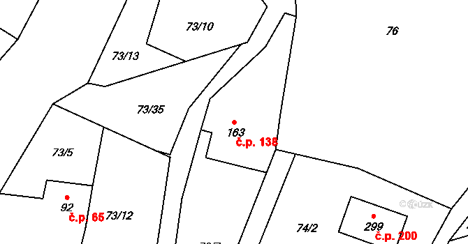 Blatno 138, Hlinsko na parcele st. 163 v KÚ Blatno u Hlinska, Katastrální mapa