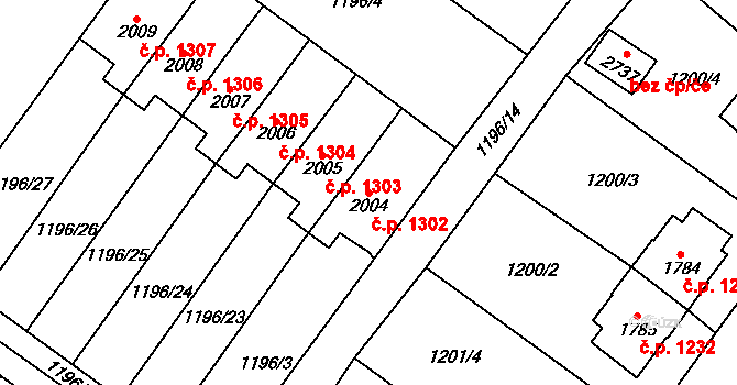 Hlinsko 1302 na parcele st. 2004 v KÚ Hlinsko v Čechách, Katastrální mapa