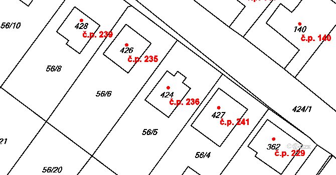 Blatnice 236 na parcele st. 424 v KÚ Blatnice u Nýřan, Katastrální mapa