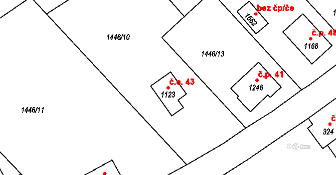 Holýšov 43 na parcele st. 1123 v KÚ Holýšov, Katastrální mapa