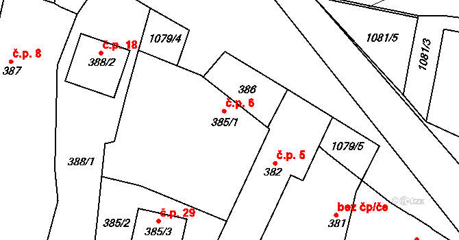 Mašovice 6, Meclov na parcele st. 385/1 v KÚ Mašovice u Meclova, Katastrální mapa