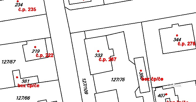 Chudenice 267 na parcele st. 333 v KÚ Chudenice, Katastrální mapa