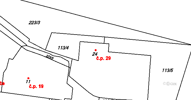Bohumileč 29, Rokytno na parcele st. 24 v KÚ Bohumileč, Katastrální mapa