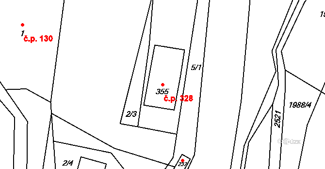 Lichnov 328 na parcele st. 355 v KÚ Lichnov u Nového Jičína, Katastrální mapa