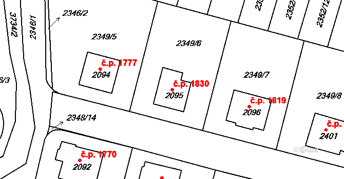 Rakovník II 1830, Rakovník na parcele st. 2095 v KÚ Rakovník, Katastrální mapa