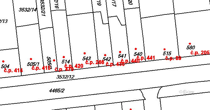 Počátky 436 na parcele st. 542 v KÚ Počátky, Katastrální mapa