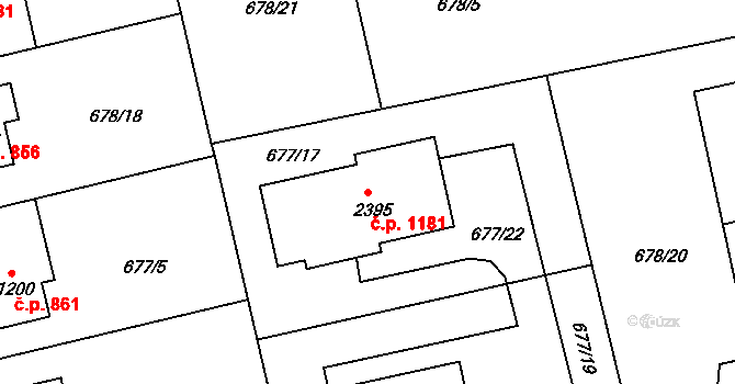 Vodňany II 1181, Vodňany na parcele st. 2395 v KÚ Vodňany, Katastrální mapa