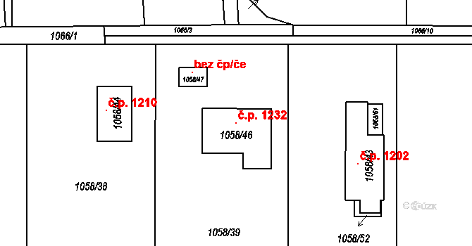Bludovice 1232, Havířov na parcele st. 1058/46 v KÚ Bludovice, Katastrální mapa