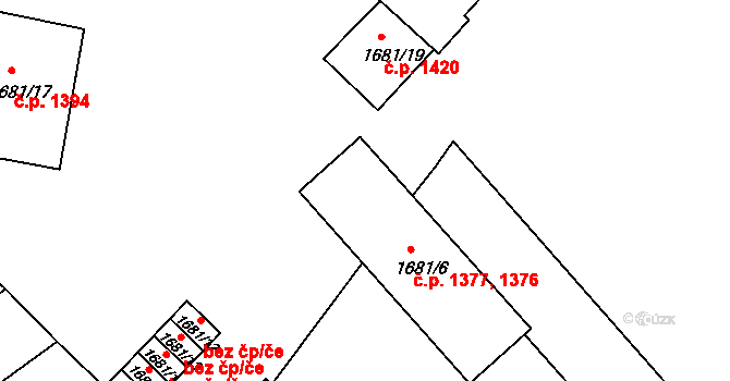 Holešov 1376,1377 na parcele st. 1681/6 v KÚ Holešov, Katastrální mapa