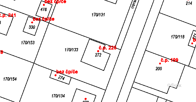 Hořátev 225 na parcele st. 272 v KÚ Hořátev, Katastrální mapa