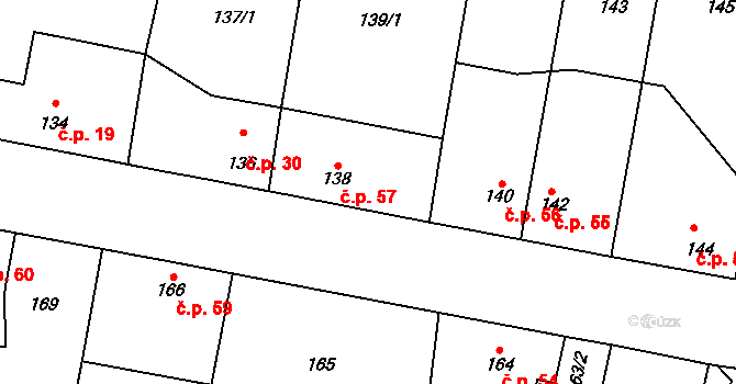 Honice 57, Stochov na parcele st. 138 v KÚ Honice, Katastrální mapa