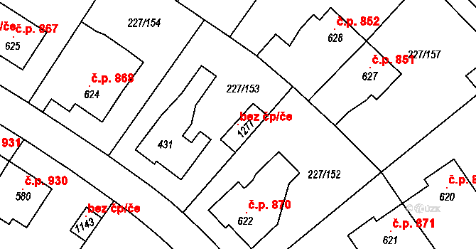 Kladno 118989081 na parcele st. 1277 v KÚ Hnidousy, Katastrální mapa