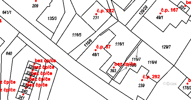 Josefův Důl 37 na parcele st. 48/1 v KÚ Josefův Důl u Jablonce nad Nisou, Katastrální mapa