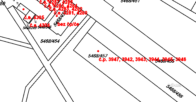 Jihlava 3942,3943,3944,3945, na parcele st. 5468/457 v KÚ Jihlava, Katastrální mapa