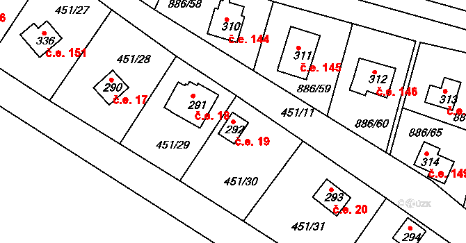 Sedlčánky 19, Čelákovice na parcele st. 292 v KÚ Sedlčánky, Katastrální mapa