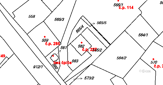 Janovice 227, Rýmařov na parcele st. 562 v KÚ Janušov, Katastrální mapa