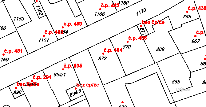 Kročehlavy 464, Kladno na parcele st. 872 v KÚ Kročehlavy, Katastrální mapa