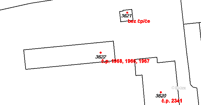 Kročehlavy 1966,1967,1968, Kladno na parcele st. 3622 v KÚ Kročehlavy, Katastrální mapa
