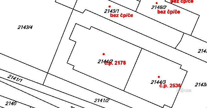 Boskovice 2178 na parcele st. 2144/2 v KÚ Boskovice, Katastrální mapa