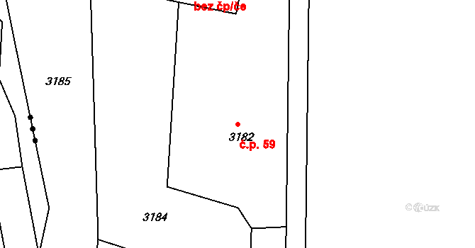 Třanovice 59 na parcele st. 3182 v KÚ Třanovice, Katastrální mapa