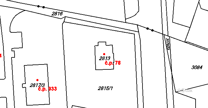 Poruba 78, Orlová na parcele st. 2813 v KÚ Poruba u Orlové, Katastrální mapa
