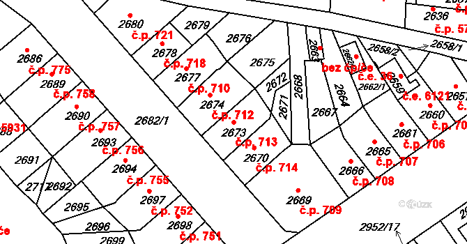 Střekov 713, Ústí nad Labem na parcele st. 2673 v KÚ Střekov, Katastrální mapa